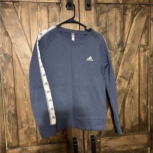 Adidas Navy Sweatshirt with White Logo Sleeve